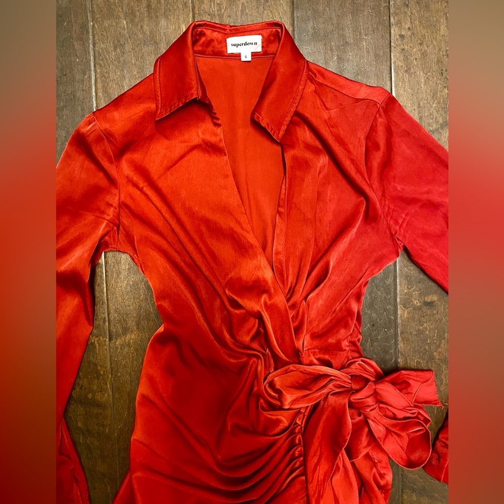 Superdown Satin Wrap Dress